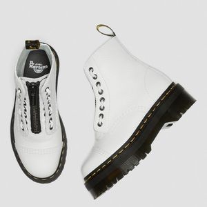 White Pebbled Leather Sinclair Dr. Martens Platform Boots
